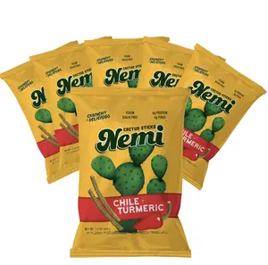 Nemi Snacks Chile Turmeric - crunchy sticks made with seeds in nopales in Mexican-inspired flavors. Plant-based, no sugar, vegan, fiber, protein, real ingredients.