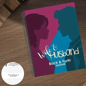 Wife and Husband's Love Diary: Back and forth diary - a romantic souvenir to strengthen relationships, with purple and blue covers and heartfelt illustrations
