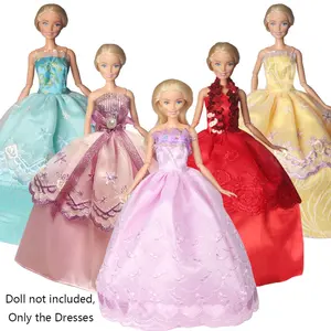 5 Piece Doll Clothing Set, Wedding Party Dress, Handmade Casual Wear, Fits 11.5 Inch Girl Dolls, Girls Gift Accessory Toy