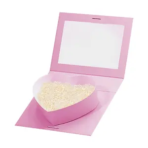 Pink Heart Shaped Gift Boxes Extra Large Pink White Valentine Decorative Heart Boxes with Lid and Ribbon for Flower Arrangement Present Wrapping Mother's Day Wedding Anniversary
