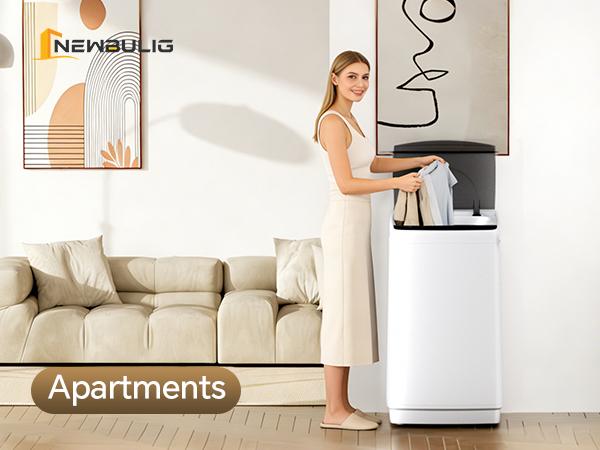 Portable Washing Machine, 7.7 lbs Full-Automatic Compact Laundry Washer, Stainless Steel Drum, 10 Wash Cycles, Auto-Balance Detection, LED Display, Mini Washer for Home, Apartment, Dorm