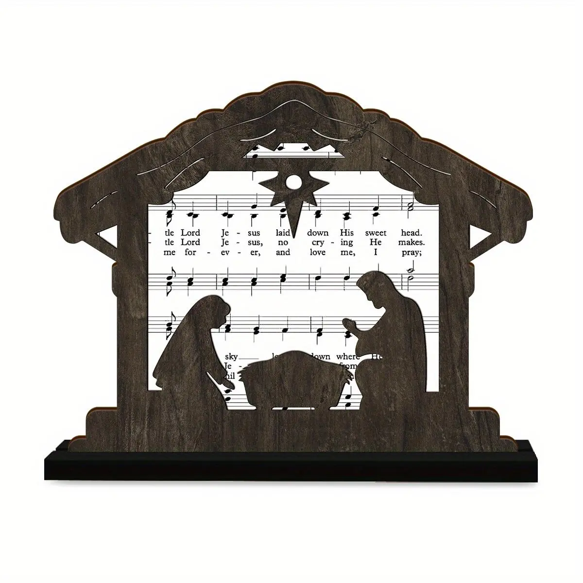 Wooden Nativity Scene Ornament, 1 Count Traditional Christian Christmas Nativity Scene, Tabletop Holiday Display Perfect Gift for Family