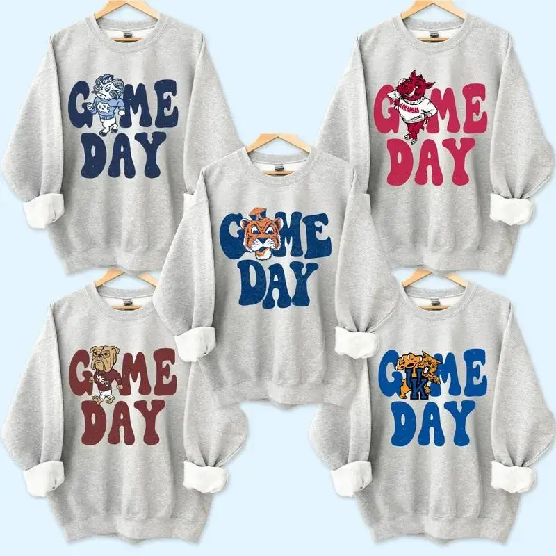 Varsity College Mascot Sweatshirt, Vintage Game Day Football Crewneck, Sport Grey Retro 90s Graphic, Unisex Streetwear Top, Gift for College Fans, Menswear Womenswear