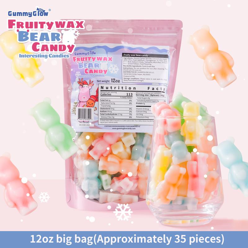 【New Arrival】GummyGlow Fruity Bear Wax Candy - 5 Flavors (Pineapple, Mango,Blueberry, Green Apple, Strawberry) - Fun Shapes & Edible Wax Sweet Snack for Parties and Festivels.