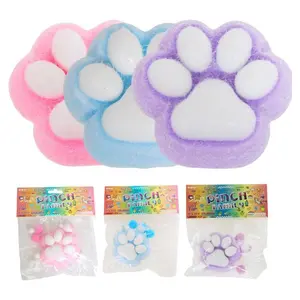 3PCS Cat Paw Squishy Toys – Large 3.15in Kawaii Fidget Squishies for Kids & Adults, Soft Sticky Squeeze Fur Ball Stress Relief Toy, Funny Jelly Novelty