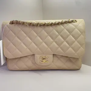 Pre-owned CHANEL Jumbo Timeless Classic Double Flap Bag, Beige Quilted Caviar Leather, Gold Tone Hardware A152 16686988 2012 HK