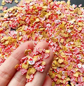 Fake Sprinkles Fake Christmas Sprinkles Fake Candy Sprinkles Clay Sprinkles Polymer Sprinkles Polymer Clay Slices for Nail Art DIY Crafts Cake Phone(40G-Brown Snowman+Walking Stick-30)