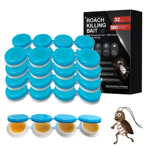 32 Pack Cockroach Gel Bait, Highly Effective Roach Killer Indoor Infestation Solution, Fast Acting Cockroach Killer Indoor Home Kitchen Use, Easy to Apply & No Mess Roach Bait, Long-Lasting Cleaner Cleaning