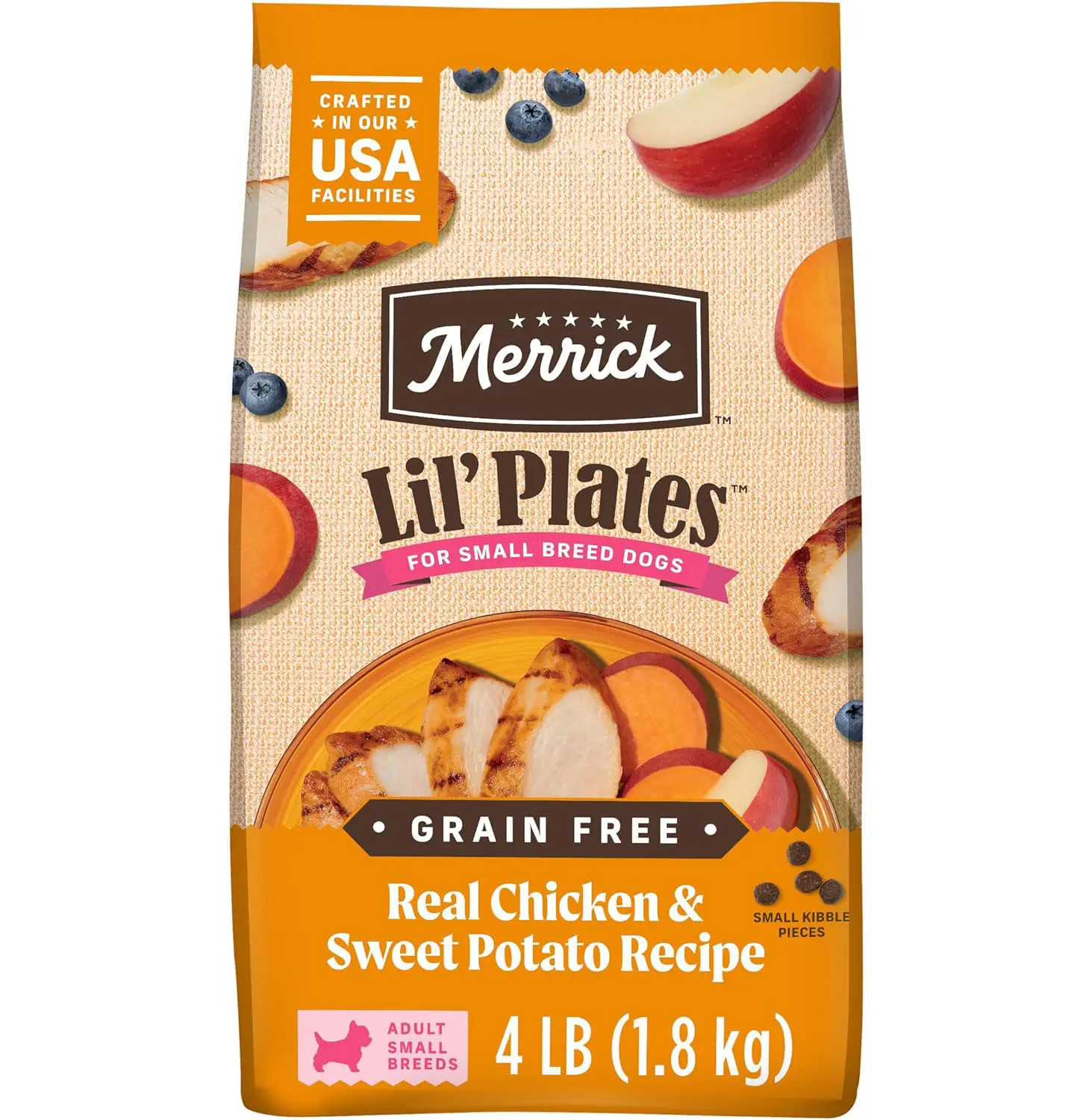 Merrick Lil’ Plates Premium Grain Free Dry Dog Food For Small Dogs, Real Chicken And Sweet Potato Kibble - 4.0 lb. Bag