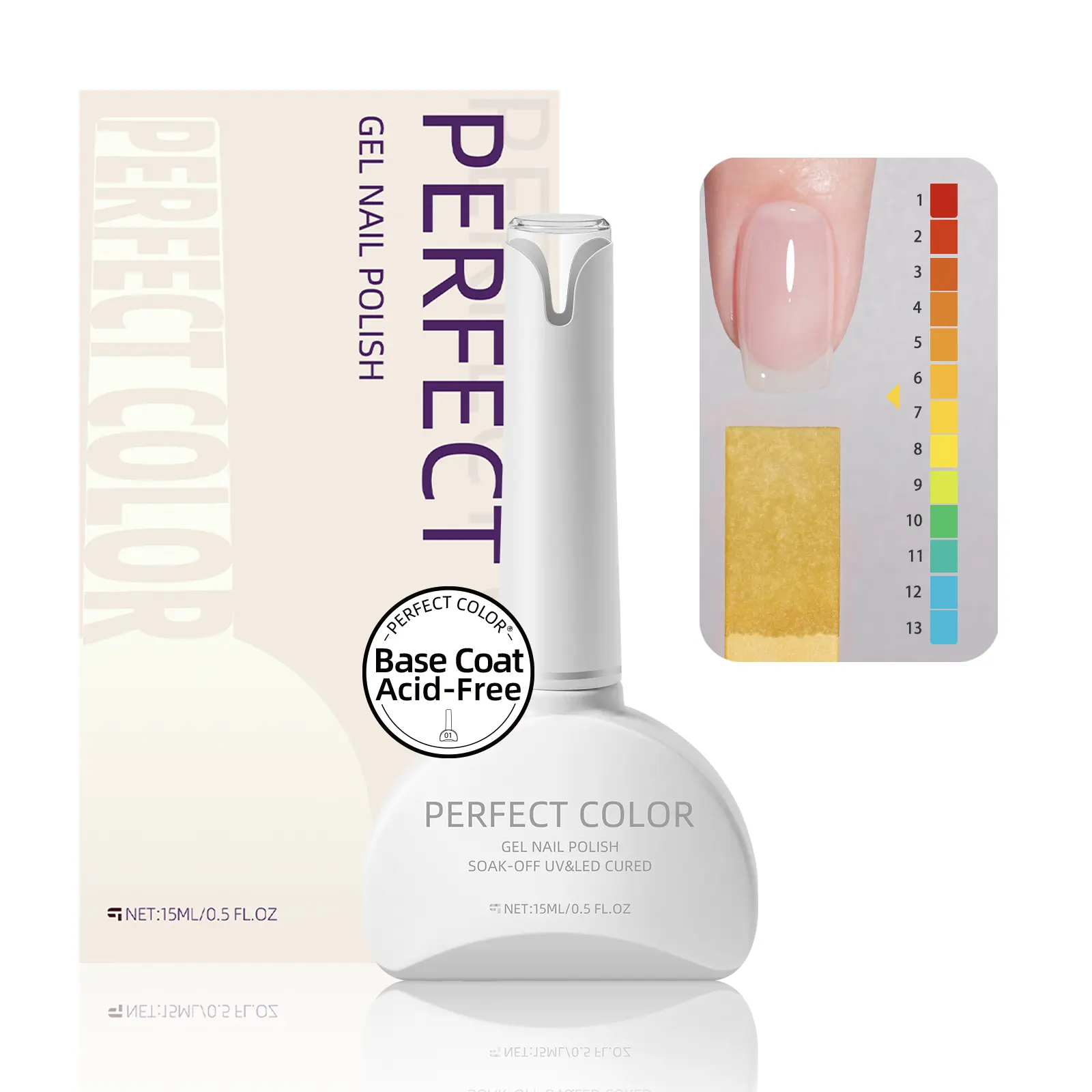 Gel Nail Base Coat, 15ml Acid-Free Formula for Sensitive Users - Strong Adhesion, Low-Odor, and Chip-Resistant for UV Gel Manicure Nail Care, UV/LED Lamp Required, Cosmetic, Single Item, Glossy Nails