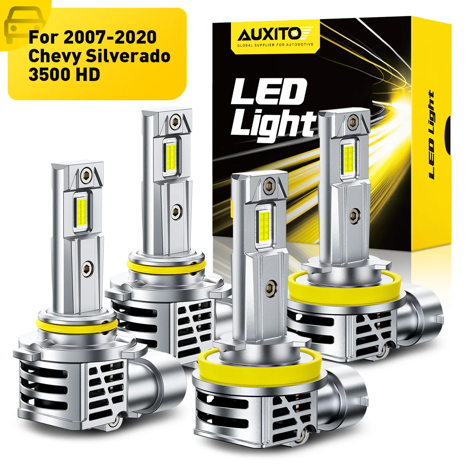 【Best Value】For 2007-2020 Chevy Silverado 3500 HD LED Headlight Bulbs -9005 High Beam+H11 Low Beam LED Bulbs,48000LM 6500K Cool White,60,000Hrs Long Service Life with Cooling Fans,No error,CANBUS Ready,No Flickering, Plug and Play
