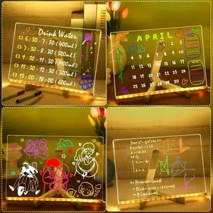 LED Acrylic Message Board, Erasable Drawing Board, Home Decor, Art Project, USB Powered, Colorful Writing Tools, Christmas Decoration, LED Mood Light