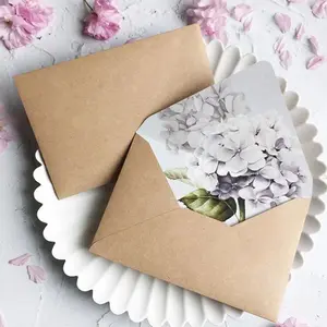 Flower Pattern Card Envelope, 5 Coutns/set Kraft Paper Envelope, Gift Card Envelope, Invitation Letter Envelope