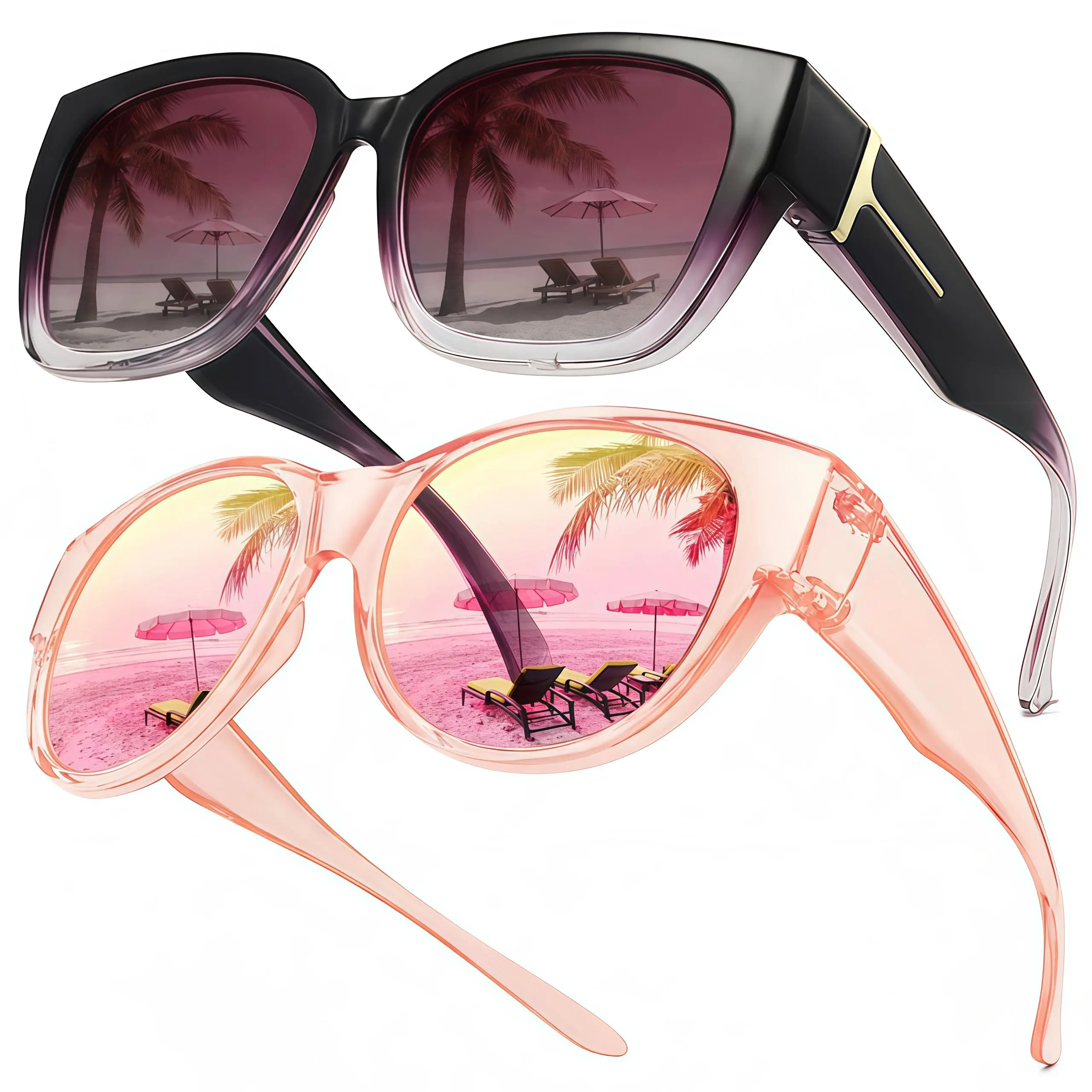 Black frame with purple lenses + Pink