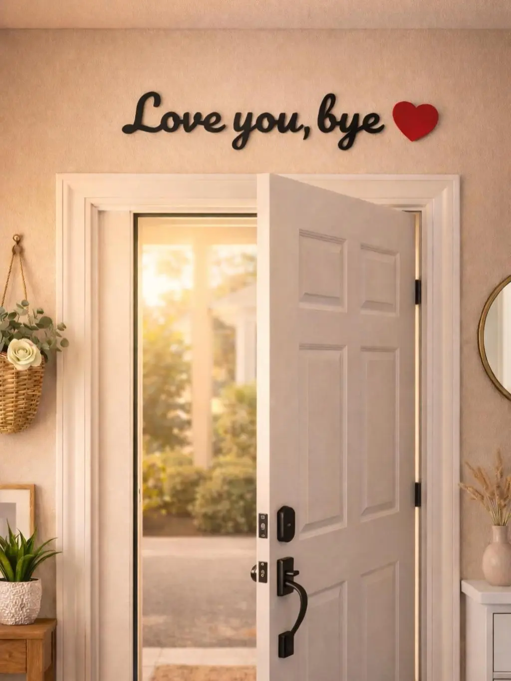 Love You Bye Door Sign | Drive Safe Sign | Entryway Wall Decor | Family Home Sign