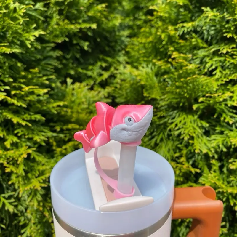Shark Straw Toppers and Charms for Stanley Tumbers & 9.5mm Straws with Durable PLA Design - Stylish, Beverage
