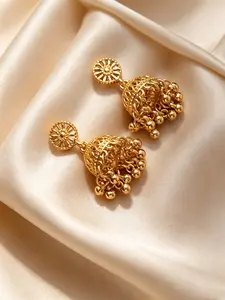 Vintage Boho Gold Filigree Jhumka Earrings Traditional   Drop Dangle Statement Earrings Wedding Gift Gift From A Best Friend