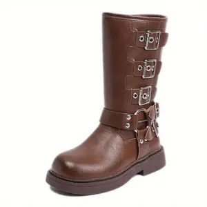 Vintage Retro-Top Riding Boots Girls and Boys Lightweight Durable Hiking Boots with Zipper Non-Rubber Sole All-Season Outdoor Casual Wear School Party Footwear