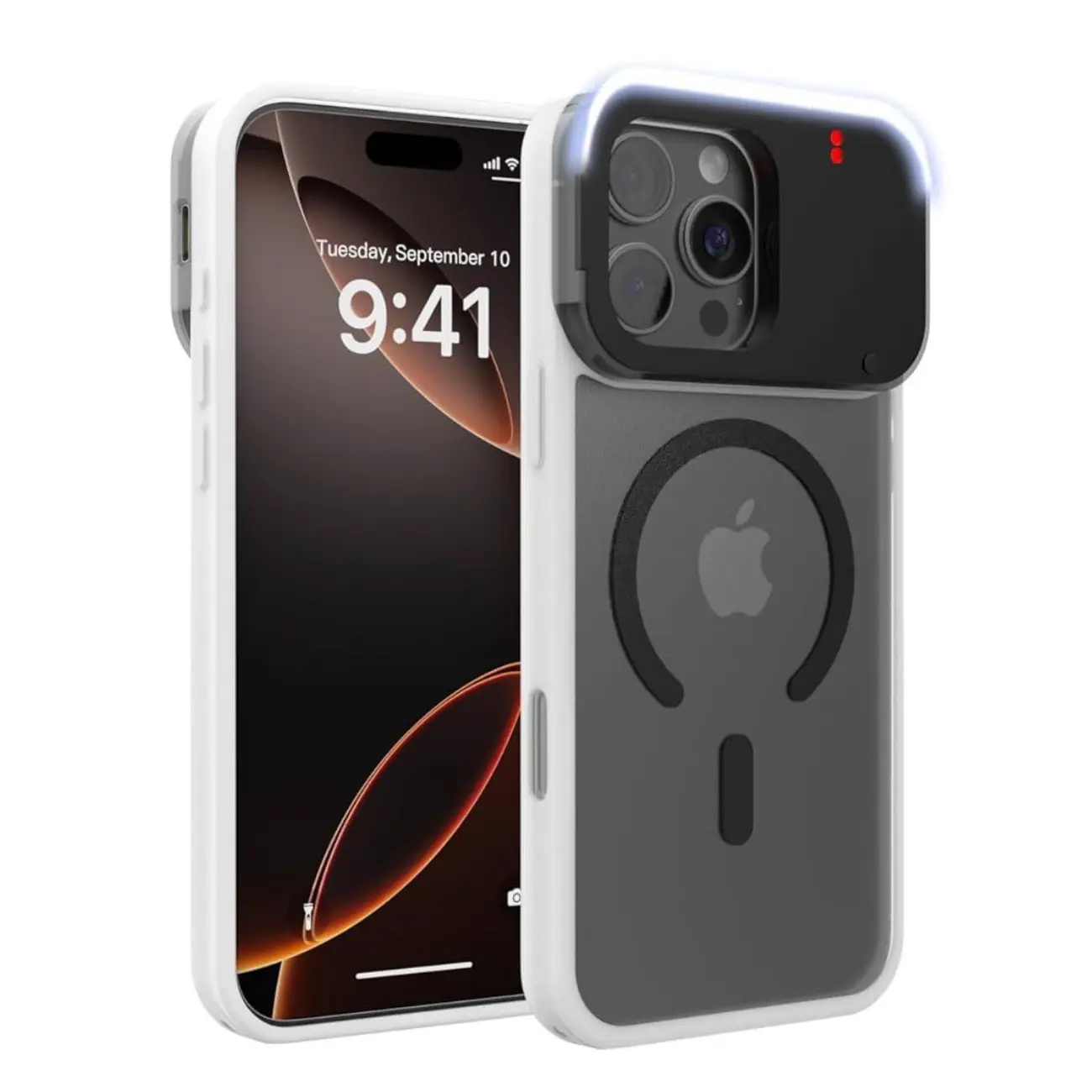 Ring Light Phone Case for iPhone — Built-in LED Fill Light with 3 Brightness Levels | MagSafe Compatible | Drop-Proof Protective Cover