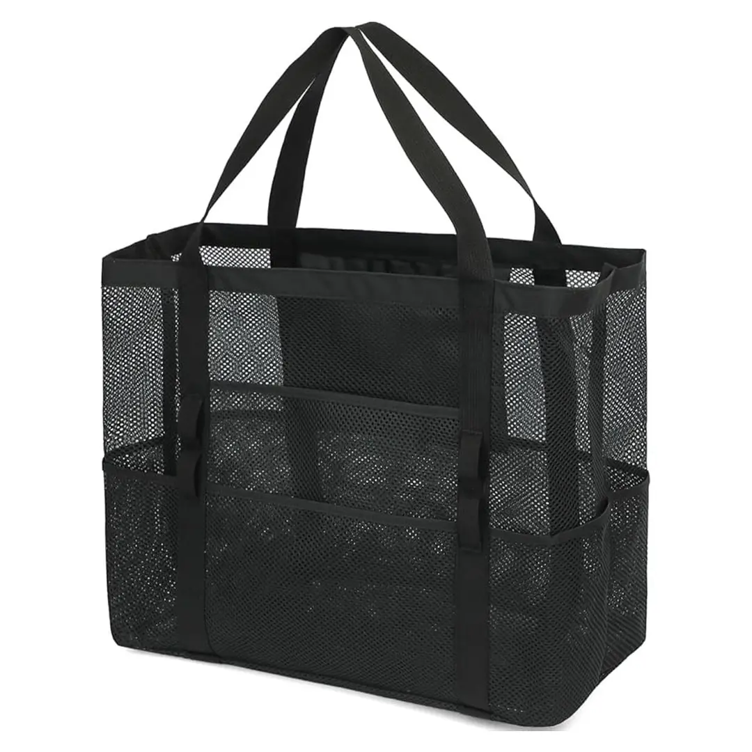 [Summer Vibes] Large Summer Mesh Beach Bag, Lightweight Swim Folding Tote Bag, Durable Nylon Quick-Dry Mesh with Zipper & Extra Pockets, Generous Capacity for Summer Must-Haves, Versatile Daily Carry for Beach Swim Pool Camping Shopping Travel