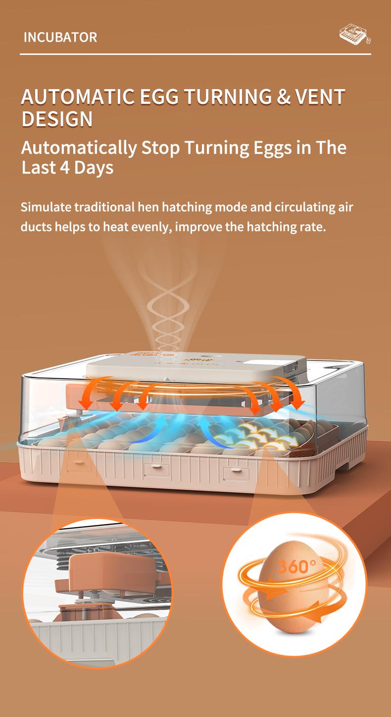 56 Egg Incubator for Hatching Eggs, Egg Incubators with Automatic Egg Turning, Temperature and Humidity Control, Egg Candler, Automatic Water Bottle Refill, Incubator for Chicken, Ducks, Goose