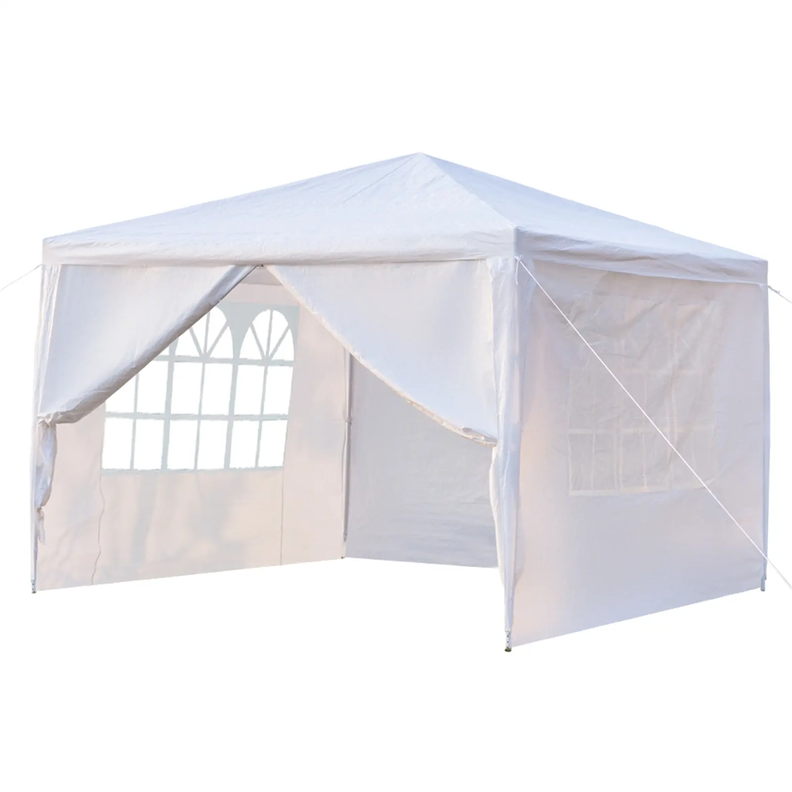 10x10 ft Lightweight Canopy Tent - White Iron PE Outdoor Shelter with Sidewalls, Waterproof, UV-Blocking, Stable, Easy to Assemble for Outdoor Parties, Weddings, 10 X 10 X 8.5, 300 X 300 X 260 Cm