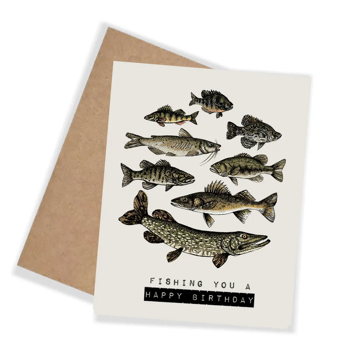 Fishing You A Happy Birthday Card with Various Fish Illustrations for a Unique Gift