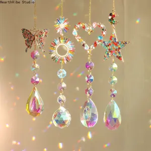 New Arrival: Colorful Gemstone "Sun Catchers" — Heart, Star, Butterfly, Sun Designs — Light-Gathering Garden & Home Decor for Creating Dazzling Rainbows,summervibes