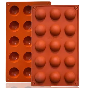 Small 15-Cavity Semi Sphere Silicone Molds Non-Stick,2 Packs Half Sphere Silicone Baking Molds for Making Jelly, Chocolates and Cake