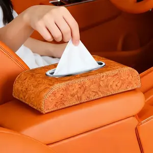 Elegant Luxury Car Tissue Holder Cute Styling, Car Tissue Box Complete with Thick Non-Slip Pad, Multifunctional Auto Napkin Container Fits Dashboard Armrest & Car Center Console