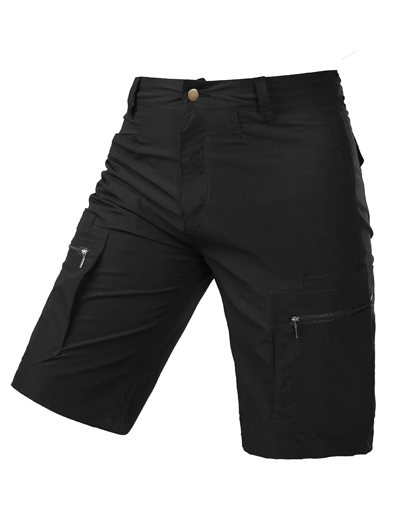 Men Button Waist Zipper Multi-Pocket Knee-Length Tactical Cargo Shorts,Wear Resistant Loose Straight Shorts, Outdoor Fishing Hiking Camping Construction Daily Casual Work Shorts, 4 Classic Solid Neutral Colors