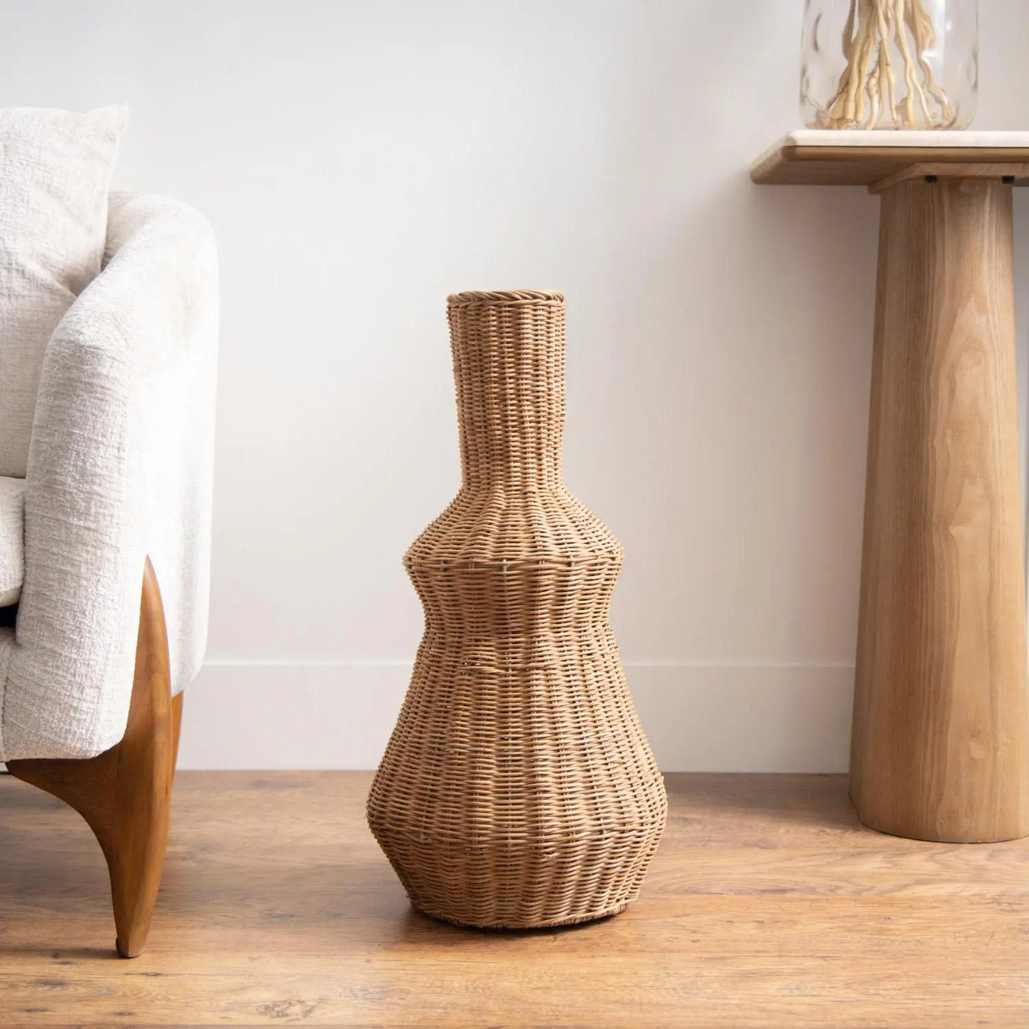 Brown Seagrass  Handmade Wrapped Vase, 12" x 12" x 24"
