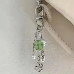 Four-Leaf Clover Phone Charm, Lucky Decoration Pendant, Car Bag Hanging Ornament, Unisex Holiday Gift, Perfect Accessory for All Occasions