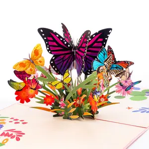 Premium Teacher’s Day & Mother’s Day Greeting Card — Colorful Flying Butterflies, Creative 3D Design
