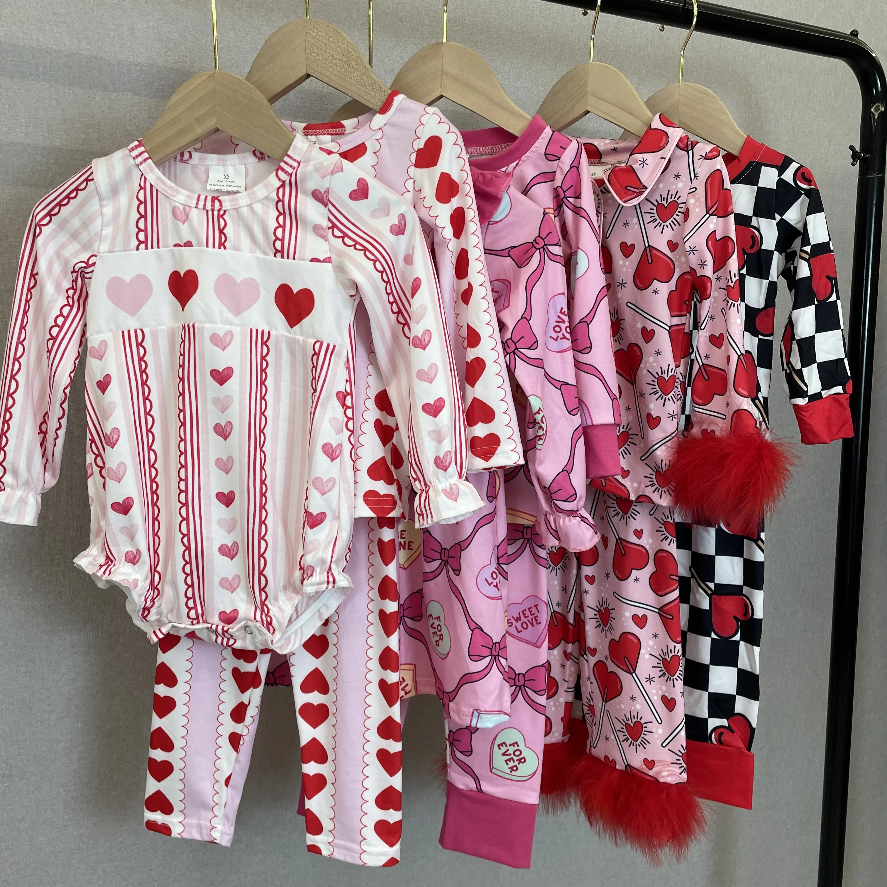 Kids Valentines Day Pajamas Set Heart Sleep Wear