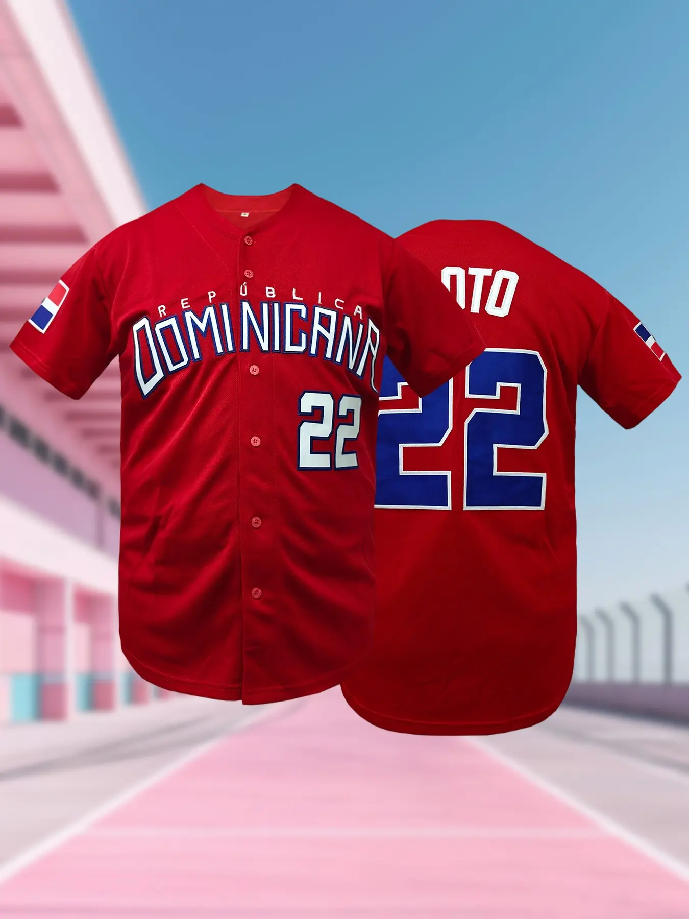 Men's Dominicana #22 Stitched Baseball Classic Throwback Jersey, Casual Sports Jersey, Classic Vintage Embroidery Design, Breathable Short Sleeve Baseball Shirt, All Seasons Wear, Casual Sporty Top