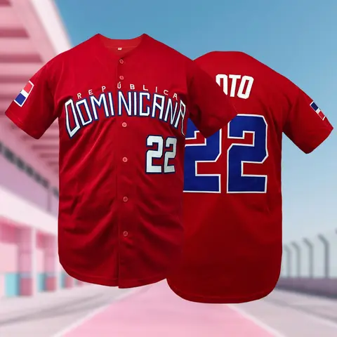Men's Dominicana #22 Stitched Baseball Classic Throwback Jersey, Casual Sports Jersey, Classic Vintage Embroidery Design, Breathable Short Sleeve Baseball Shirt, All Seasons Wear, Sportswear