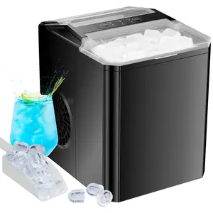 Edx Countertop Ice Maker,9 Cubes in 6 Minutes, Self-Cleaning, with Ice Basket & Scoop, 26Lbs/24H,Black edx