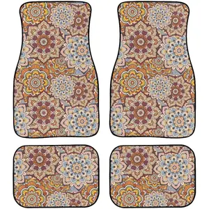 Boho Mandala Flower Automotive Floor Mats Mandala Car Floor Mats Car Carpet Mat Protector Automotive Foot Pads for SUV Van Vehicle Auto Boho Automotive Accessories ﻿