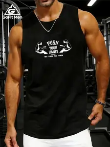 Men's Gofit Muscle Pattern Gym Vest, Soft Breathable Fabric, Professional Fitness Aesthetic, Sleeveless Short Sleeve, Ideal for Training
