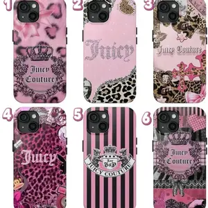 Juicy-couture leopard print phone case, compatible with iPhone17Pro 17Promax 16 16E 15 14 13 12 11, Sleek Phone case