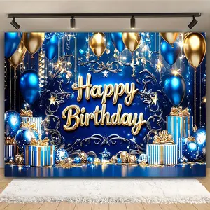 Birthday Background Banner, 1 Count Balloon & Gift Design Birthday Background Banner, Party Background Decoration, Indoor & Outdoor Decoration, Ornaments, Party Decorations Banners
