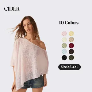 Cider Chiffon Asymmetrical Hem Poncho Top