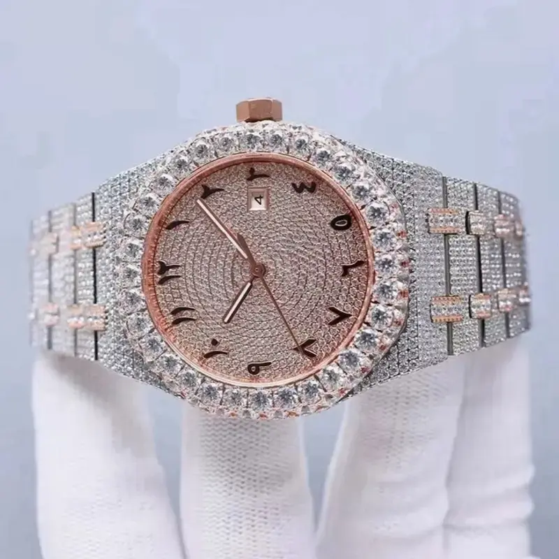 Luxurious high-end diamond wristwatch, featuring 50-meter water resistance, made of stainless steel, dazzling in appearance, with natural diamonds as gemstones