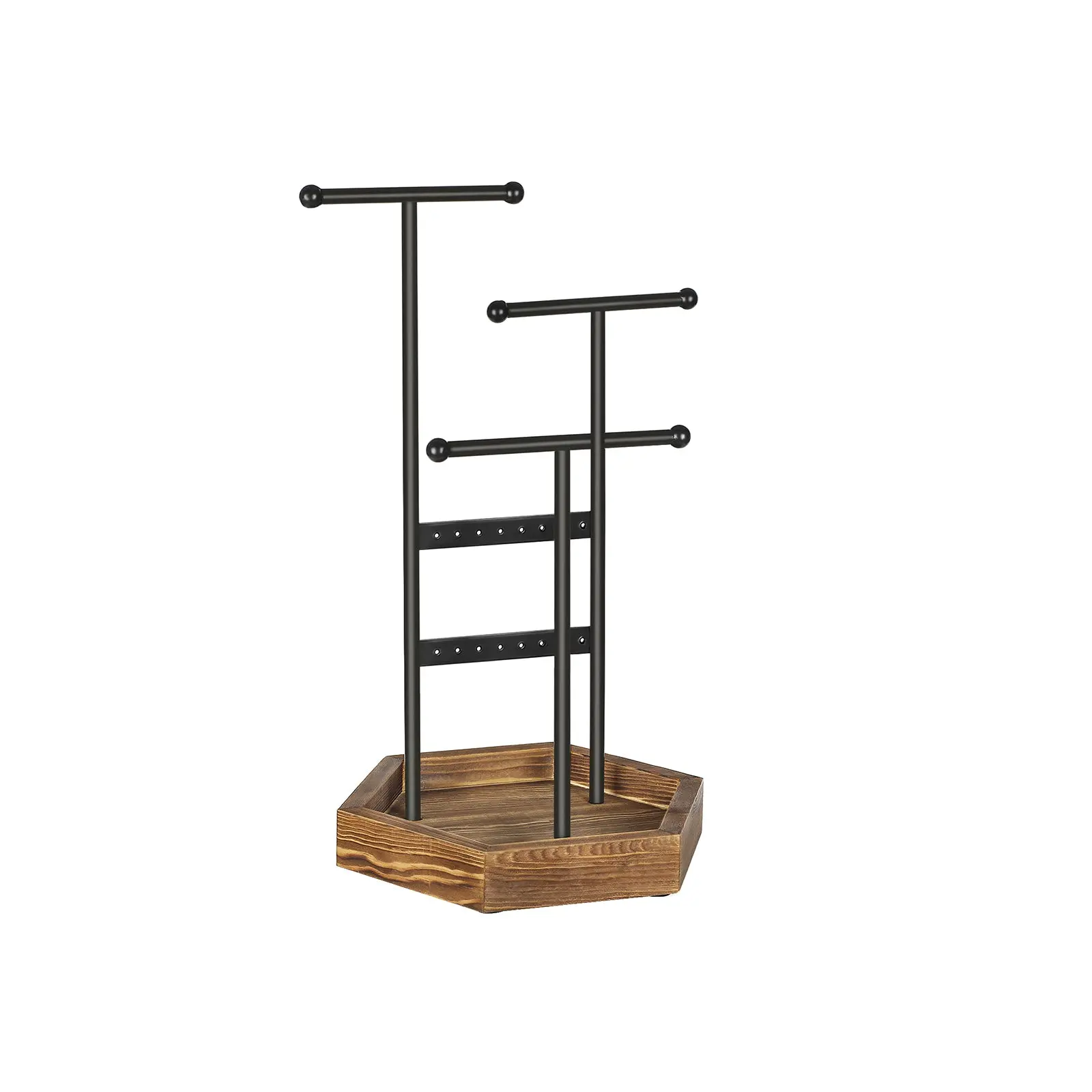 SONGMICS Jewelry Holder with 3 T-Bars and Tray