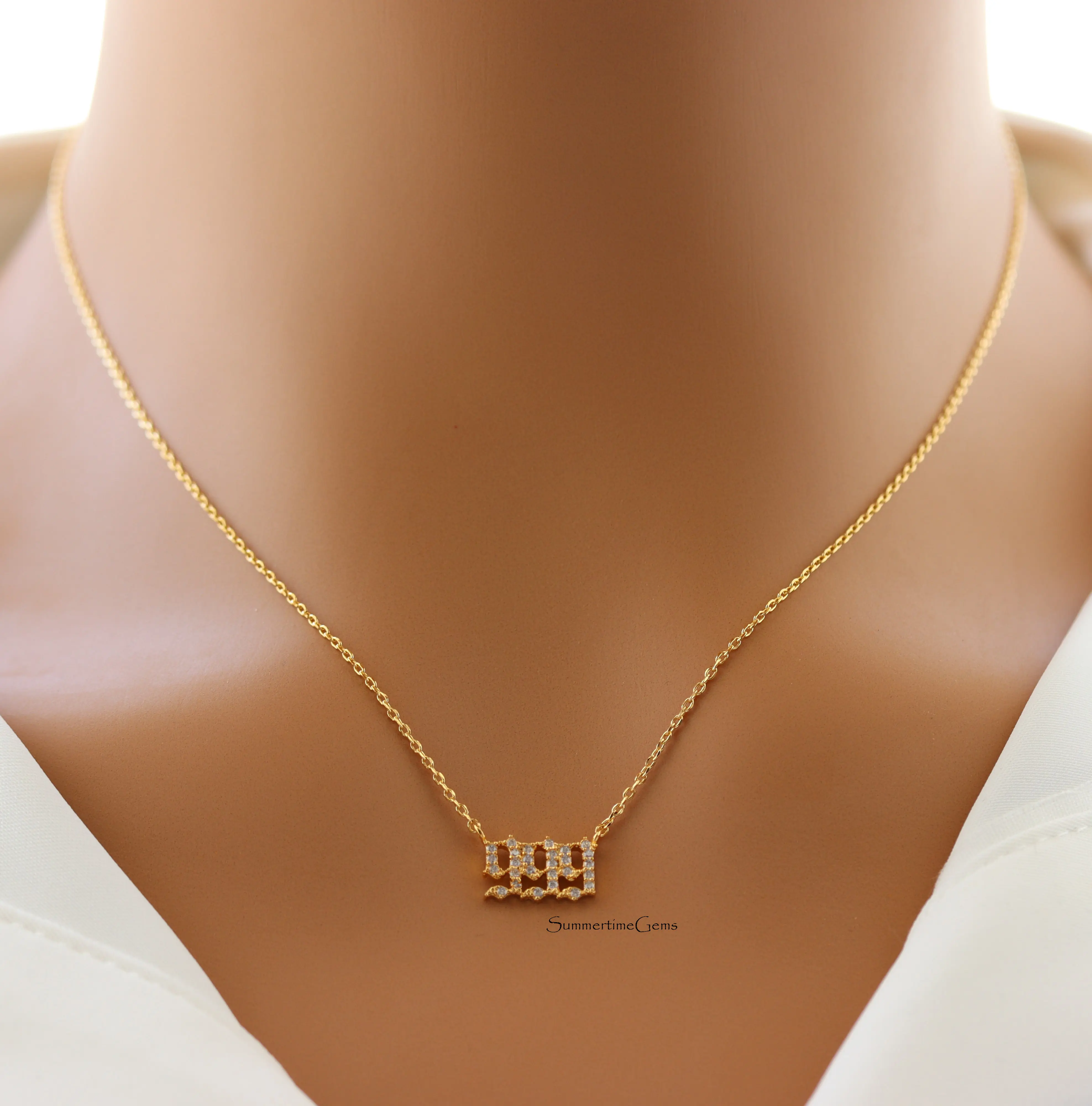 18K Gold Plated Pave Angel Number 999 Pendant Necklace – Completion & Transformation Jewelry