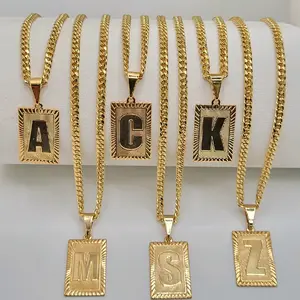 Initial Charm Yellow Gold Filled Necklace Cadena iniciales Oro Laminado Cadena letras initials Pendants