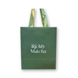 Luxury Gift Paper Bag – Premium Textured Packaging for Matcha Gifts