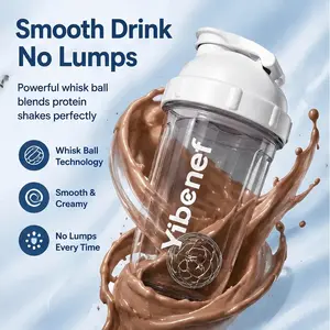 Yibenef Shaker Bottle with mixing ball | Leak-proof, Reusable,Stylish Cup | Fitness Essential | Clump-Free Mixing for Protein Shakes,Smoothies & Supplements