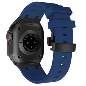 Sports Silicone Smartwatch Strap for Apple Watch Ultra 49mm 45mm 46mm 44mm Band, Compatible with Iwatch Series 11 to 4, Men Bracelet with Butterfly Clasp, Smart Watch Straps